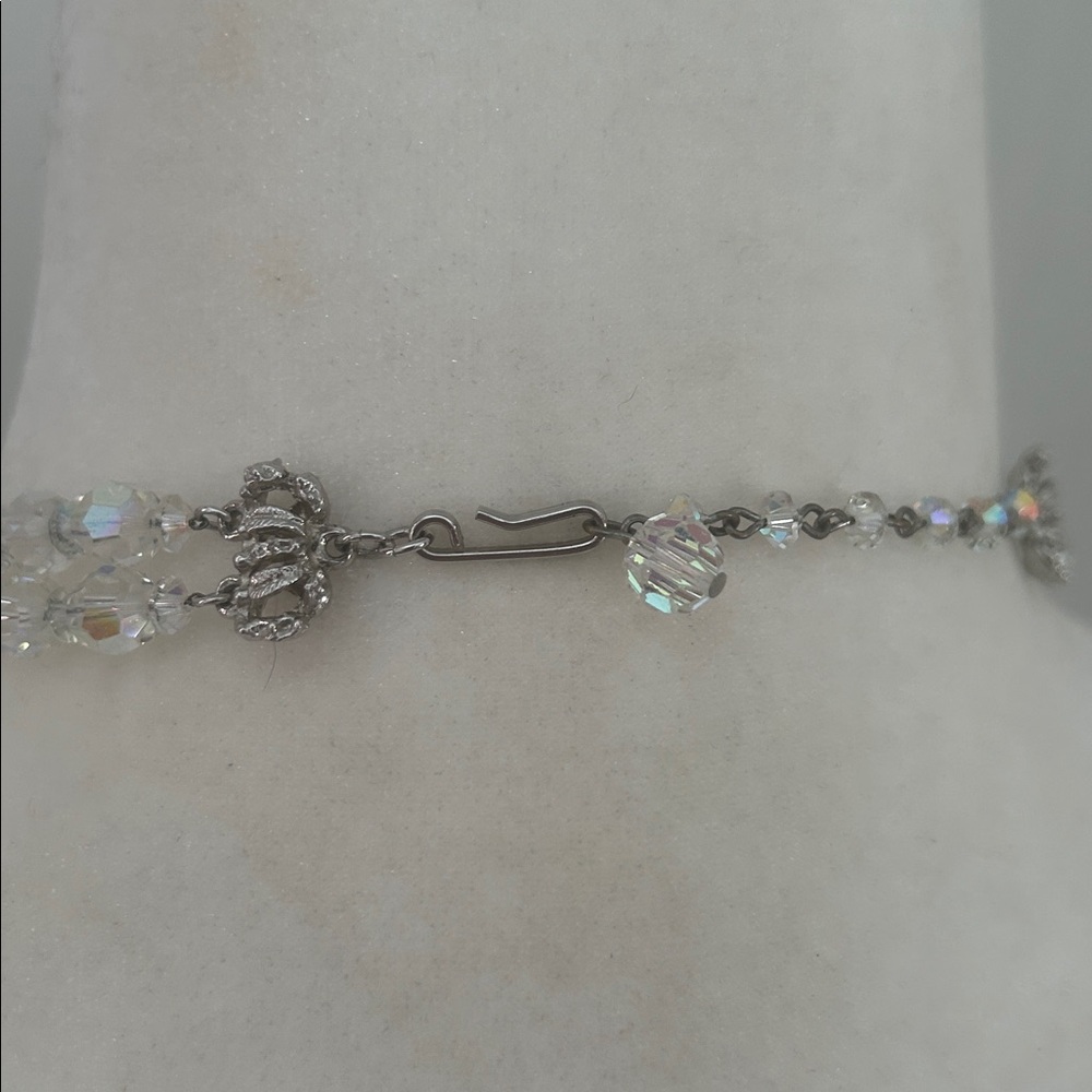 Vintage Hobe Crystal Aurora Borealis Double Strand Necklace - Picture 3 of 5